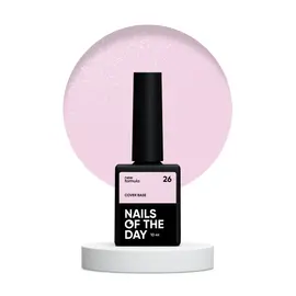 NOTD. Cover Base, NEW Formula #26, 10 ml, ніжно-рожева камуфлююча база зі срібним шимером #1
