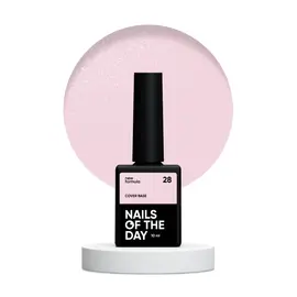 NOTD. Cover Base, NEW Formula #28, 10 ml, пудрово–рожева камуфлююча база зі срібним шимером #1