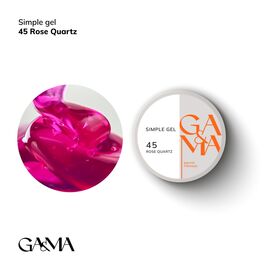 GA&MA. Simple builder gel, Stained glass #45 Rose Quartz, 15 ml, вітражний гель без опилу, Рожевий кварц #1