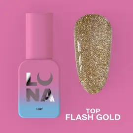 УЦІНКА / LUNAmoon. Flash Gold Top Coat, Reflective, 13 ml, світловідбиваючий топ #1