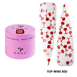 DNKa’. Top coat "Wine", Red, 15 ml. Топ з червоними келихами #1