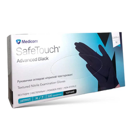 Medicom SafeTouch Рукавички нітрилові неопудрені, 3.5 g, M, 100 шт, чорні #1