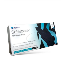 Medicom SafeTouch Рукавички нітрилові неопудрені, 3.5 g, XS, 100 шт, чорні #1