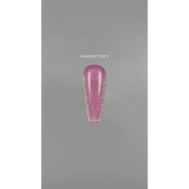 TOUCH. Gradient Top coat #3, with shimmer, 13 ml, кольоровий топ з дрібним шимером, рожевий #2