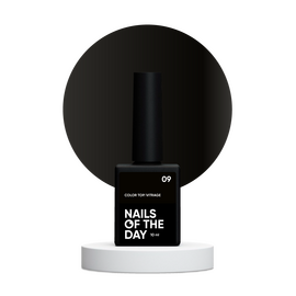 NOTD. Color Top, Vitrage #09, 10 ml. Вітражний топ без липкого шару, чорний #1