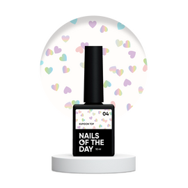 NOTD. "Kupidon" Top #04, 10 ml, топ з голографічними сердечками #1