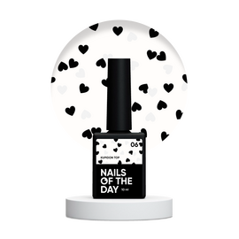 NOTD. "Kupidon" Top #06, 10 ml, топ з чорними та білими сердечками #1