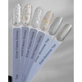 HEYLOVE. Gold Flakes Matte Top coat, 15 ml, Топ матовий з золотистою фольгою #2