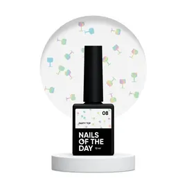 NOTD. "Party" Top #08, 10 ml, топ з з голографічними бокалами #1