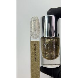 TOUCH. Nail Polish, #08, 8 ml. Лак для нігтів, прозорий із золотистими частинками #2