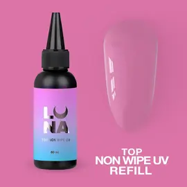 LUNAmoon. NON WIPE UV Top Coat, 60 ml, глянцевий топ з УФ-фільтрами без липкого шару для білих відтінків #1