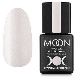 MOON FULL. Rubber Base, Aurora #2002, 8 ml. Каучукова кольорова база з дрібнм шиммером, нюдова #1