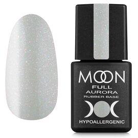 MOON FULL. Rubber Base, Aurora #2004, 8 ml. Каучукова кольорова база з дрібнм шиммером, світло-сіра #1