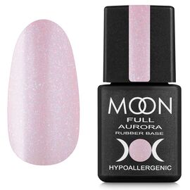 MOON FULL. Rubber Base, Aurora #2006, 8 ml. Каучукова кольорова база з дрібнм шиммером, світло-рожева #1