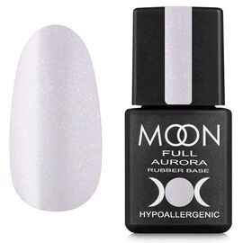 MOON FULL. Rubber Base, Aurora #2007, 8 ml. Каучукова кольорова база з дрібнм шиммером, молочно-рожева #1