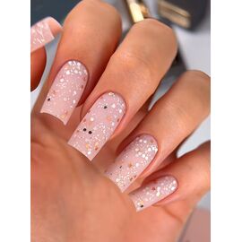 HEYLOVE. Coin Matte Top coat, Silver & Gold, 15 ml, Топ матовий зі срібними та золотистими шестигранниками #2