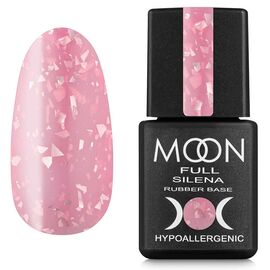 MOON FULL. Rubber Base, Silena #2027, 8 ml. Каучукова кольорова база зі срібною поталлю, рожева #1