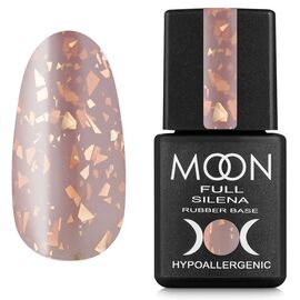 MOON FULL. Rubber Base, Silena #2034, 8 ml. Каучукова кольорова база із золотою поталлю, темно-бежева #1