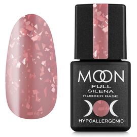 MOON FULL. Rubber Base, Silena #2035, 8 ml. Каучукова кольорова база зі срібною поталлю, нюдово-рожева #1