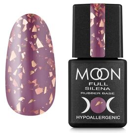 MOON FULL. Rubber Base, Silena #2036, 8 ml. Каучукова кольорова база із золотою поталлю, світло-пурпурова #1