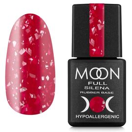 MOON FULL. Rubber Base, Silena #2038, 8 ml. Каучукова кольорова база зі срібною поталлю, червоно-ягідна #1