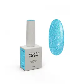 NOTD. Gel Polish, Let's special, PARADISE #07, 10 ml, гель-лак неоново-бірюзовий з блискітками #1