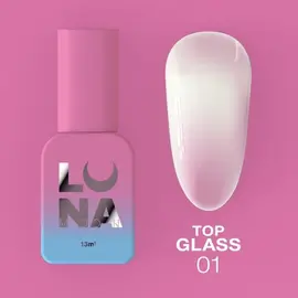 УЦІНКА / LUNAmoon. Glass Top Coat #1, 13 ml, топ кольоровий глянцевий #1