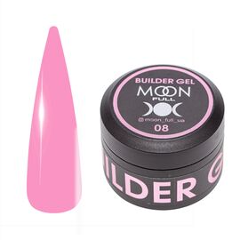 MOON FULL. Builder gel, #08, 30 ml. Гель для нарощування, яскраво-рожевий #1
