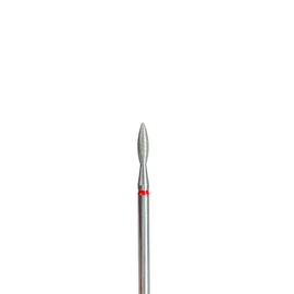 EDLEN. Diamond nail bit, flame, red, point end, Ø 2.3 mm. Фреза алмазна "Полум'я" червона, загострена #1