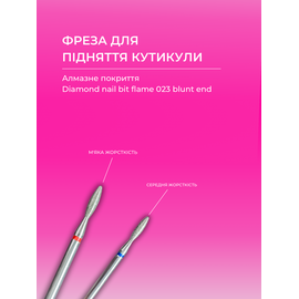 EDLEN. Diamond nail bit, flame, blue, blunt end, Ø 2.3 mm. Фреза алмазна "Полум'я" синя, безпечна #2