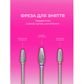 EDLEN. Carbide nail bit, corn, blue, Ø 6 mm. Фреза твердосплавна "Кукурудза", синя #2