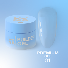 LUNAmoon. Premium Builder Gel #01 Clear, 50 ml, гель моделюючий, прозорий #1