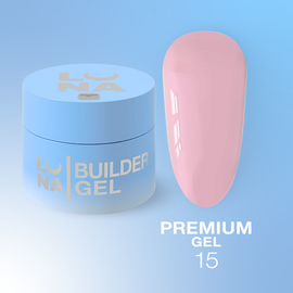 LUNAmoon. Premium Builder Gel #15 Delicate pink, 50 ml, гель моделюючий, ніжно-рожевий #1
