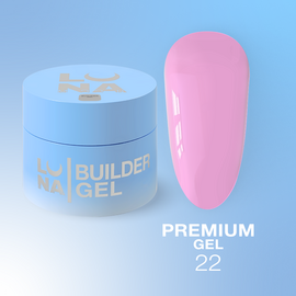 LUNAmoon. Premium Builder Gel #22 Pastel fuchsia, 50 ml, моделюючий гель, пастельна фуксія #1