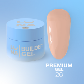 LUNAmoon. Premium Builder Gel #26 Dark beige, 50 ml, моделюючий гель, темний беж #1