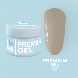 LUNAmoon. Premium Builder Gel #12 Brown beige, 30 ml, моделюючий гель, коричнево-бежевий #1