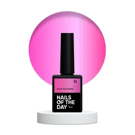 NOTD. Color Top, Vitrage #11, 10 ml. Вітражний топ без липкого шару, напівпрозорий яскравий рожевий #1