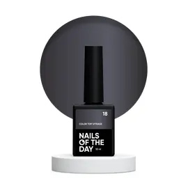NOTD. Color Top, Vitrage #18, 10 ml. Вітражний топ без липкого шару, напівпрозорий графітовий сіро-чорний #1