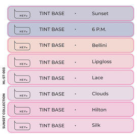 HEYLOVE. Набір наклейок для демонстраційних тіпс. Tint base, Sunset collection #1