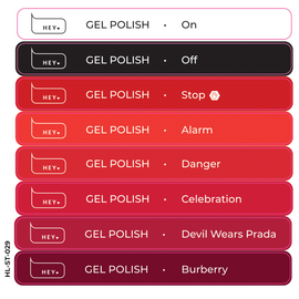 HEYLOVE. Набір наклейок для демонстраційних тіпс. Gel polish, Basic collection, #1 #1