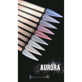 MOON FULL. Rubber Base, Aurora #2003, 8 ml. Каучукова кольорова база з дрібнм шиммером, молочна #2