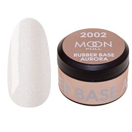 MOON FULL. Rubber Base, Aurora #2002, 15 ml. Каучукова кольорова база з дрібнм шиммером, нюдова #1
