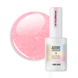 ADORE. Aura Base, №02, 8 ml. Кольорова база з шимером, персиково-рожева #1