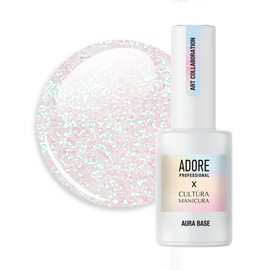 ADORE. Aura Base, №08, 8 ml. Кольорова база з шимером, рожево-блакитна #1