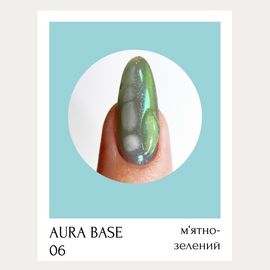 ADORE. Aura Base, №06, 8 ml. Кольорова база з шимером, м'ятно-зелена #2