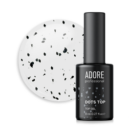ADORE. Dot's Top coat, №01, Glossy, 8 ml. Глянцевий топ з чорними крихтами #1
