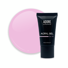 ADORE. Аcryl Gel, #06, lilac, 30 ml, clear. Акрил-гель, бузково-рожевий #1