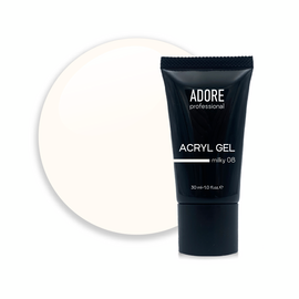 ADORE. Аcryl Gel, #08, milky, 30 ml, clear. Акрил-гель, молочний теплий #1