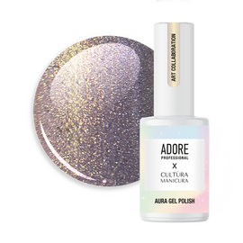 ADORE. Cat's Eye Gel Polish, #A-03, Fleur, 8 ml. Гель-лак скляне "котяче око"-хамелеон, золотаво-бузковий #1