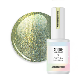 ADORE. Cat's Eye Gel Polish, #A-08, Toxic, 8 ml. Гель-лак скляне "котяче око"-хамелеон, трав'яний #1